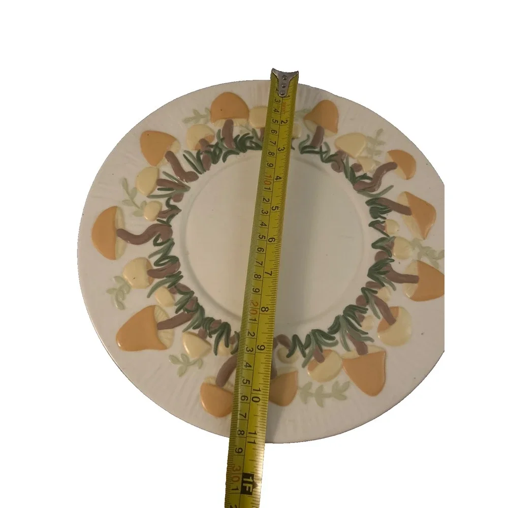 Vtg 70s Mushroom Ceramic Plate 11